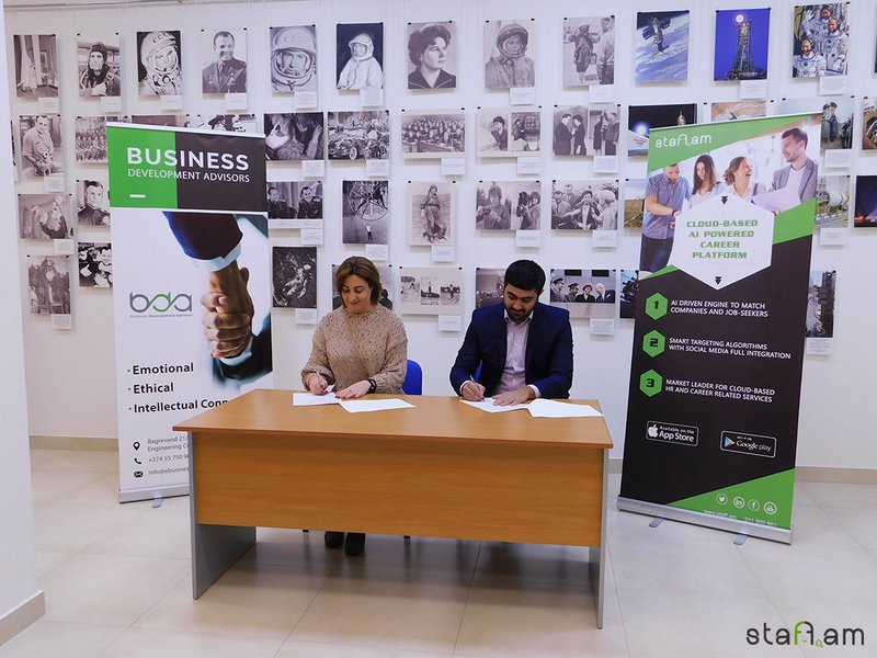 Business Development Advisors (BDA Armenia) և staff.am-ի միջև կնքվեց համագործակցության հուշագիր տեխնոլոգիական ընկերությունների զարգացման և հզորացման աջակցության տրամադրման համատեքստում